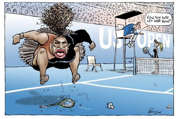 Автора карикатуры на распоясавшуюся теннисистку Серену Уильямс затравили
