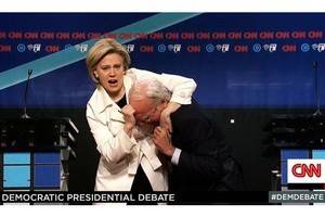 Хиллари Клинтон и Берни Сандерс не дрались во время теледебатов, это была пародия